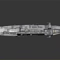 Detailed Sci-Fi Spaceship Model With Gray Exterior Complex Structure And Engine Details