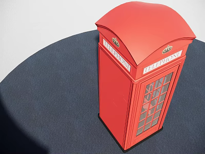 Red Booth With Glass Windows Decorative Top And Classic Design On Dark Surface 3d model