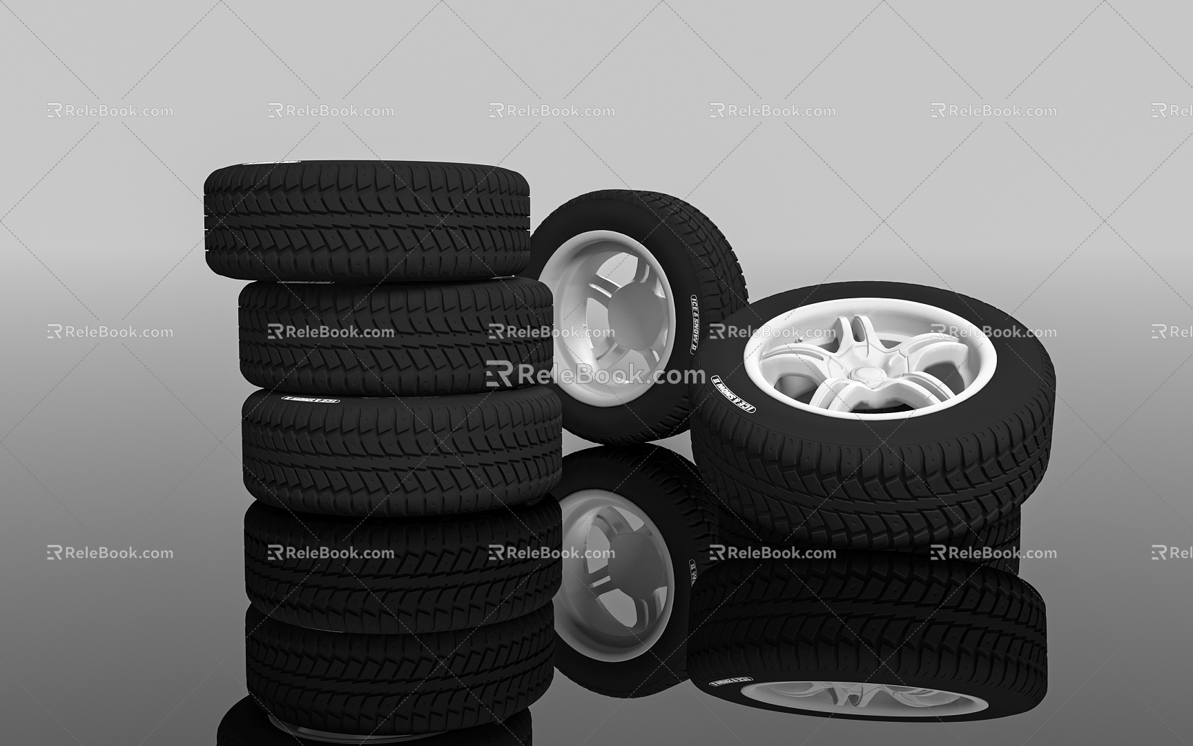 Off-road tire tire wheel rim rim auto repair shop off-road mountain playground kart industrial decoration ornaments props 3d model