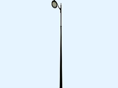Outdoor Street Light with Tall Black Pole and Round Lampshade for Road Illumination 3d model