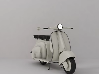 Vintage White Scooter Featuring Classic Design Black Leather Seat And Round Headlight 3d model