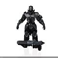 Mechanical Warrior Figure In Intricate Armor With Futuristic Weapon And Metallic Body Structure