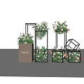 Elegant Modern Flower Vases With Pink Roses And Green Leaves On Geometric Stands
