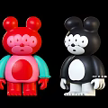 Two Cute Bear Shaped Dolls Red With Blue Arms And Black With White Belly