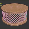 Orange Round Table With Lattice Pattern Base Modern Home Furniture