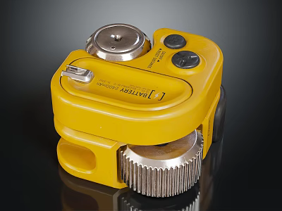 Yellow Little Giant Household Manual Tool With Silver Top Black Buttons And Bottom Gear 3d model