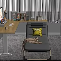 Modern Single Bed With SpongeBob Pillow And Blanket In Study Room Setup 3d model