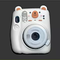Cute White Camera Design With Bear Ears Face And Round Lens