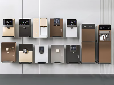 Daily Electrical Appliances Modern Water Dispensers Various Colors And Designs Displayed On The Wall 3d model