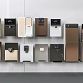 Daily Electrical Appliances Modern Water Dispensers Various Colors And Designs Displayed On The Wall