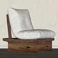 Modern Single Sofa With White Cushion And Solid Wooden Frame Design 3d model