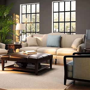 Sofa coffee table combination 3d model