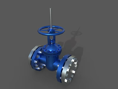 Industrial Blue Gate Valve Equipment With Flanged Connections And Handwheel Design 3d model