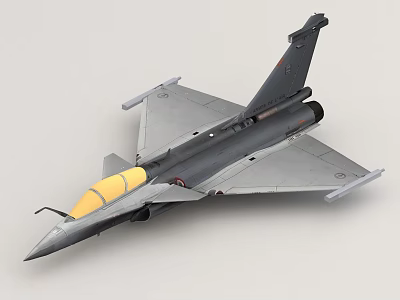 Modern Gray Fighter Jet Model With Yellow Cockpit And Detailed Design 3d model