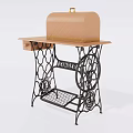 Industrial Equipment Singer Model With Black Iron Frame Wooden Tabletop And Brown Cover