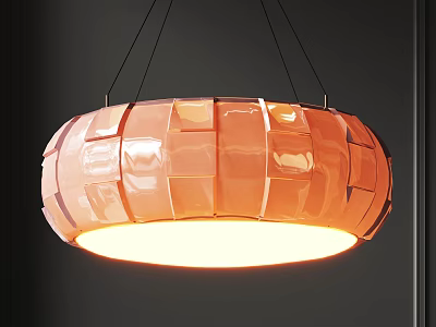 Modern Orange Pendant Light With Square Patchwork Design And Illuminated Glow 3d model