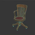Wooden Office Chair With Armrests Purple Padded Seat And Five Claw Wheel Base
