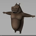 Cartoon Hippo 3D Character Model With Standing Pose And Open Arms 3d model