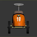 Orange And Black Toy Car Featuring Number 19 Steering Wheel Brown Seat Orange Wheels