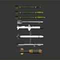 Various Types of Military Weapons Featuring Missiles Bombs and Different Designs