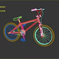 Red BMX Bicycle With Black Seat And Handlebar On Gray Background