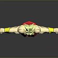 Game And Movie Character Green Haired Muscular Figure With Red Outfit Yellow Accessories 3D Model Design