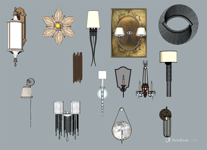 Diverse Decorative Lighting Collection With Various Styles And Lamp Types 3d model