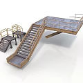 Industrial Metal Stairs And Platform Structure With Safety Handrails