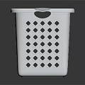 White Plastic Laundry Basket With Perforated Dot Design And Side Handles For Home Organizing