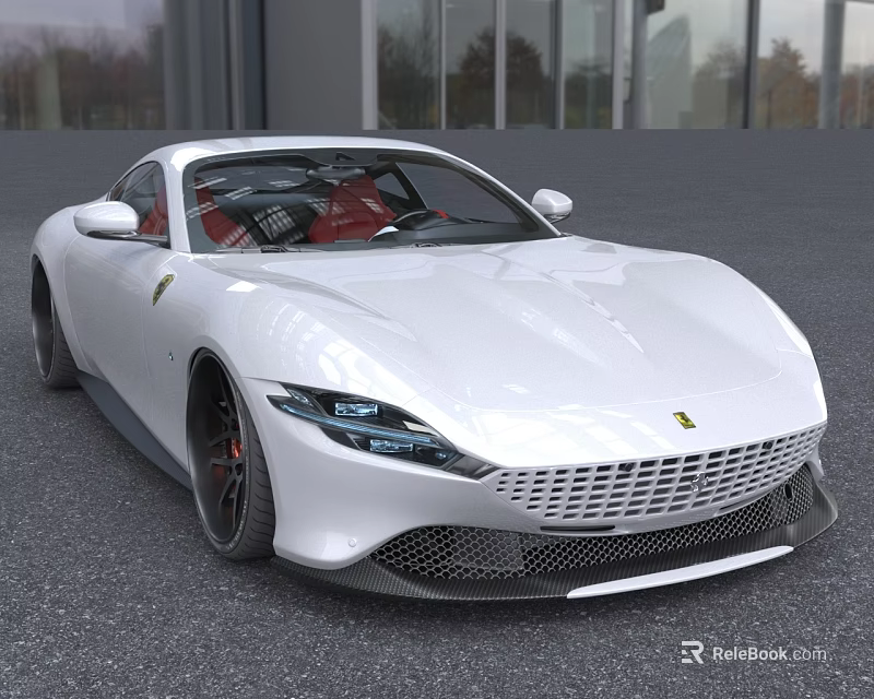 White Luxury Sports Car With Sleek Aerodynamic Design And Red Interior 3d model 