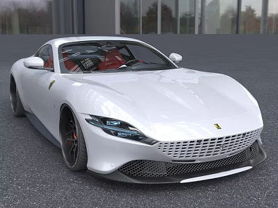 White Luxury Sports Car With Sleek Aerodynamic Design And Red Interior 3d model