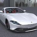 White Luxury Sports Car With Sleek Aerodynamic Design And Red Interior