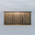 Modern Entryway Cabinet Sideboard With Golden Geometric Pattern And Dark Finish