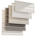 Various Colored Curtains in Neutral Tones with Layered Fabric Design for Home Decor