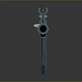 3D Rendered Red And Blue Assault Rifle Featuring Metallic Magazine And Stock Parts