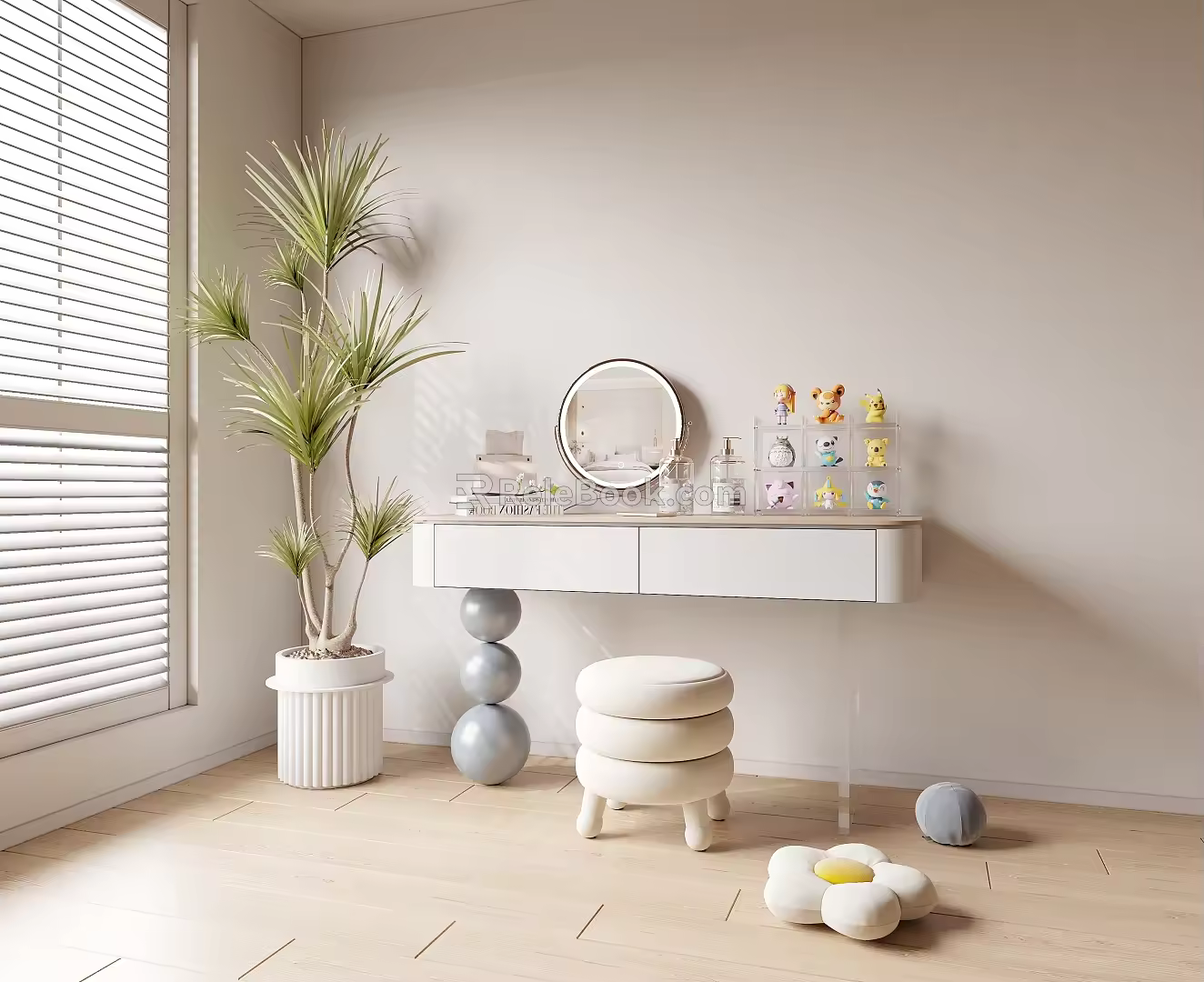 Cream Style Dressing Table 3d model