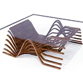 Modern Unique Coffee Table With Curved Wooden Strips And Wave Design Structure 3d model