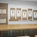 School Traditional Culture Classroom Interior With Wooden Furniture And Calligraphy