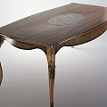 Elegant Wooden Desk With Carved Legs Rectangular Top And Circular Center 3d model