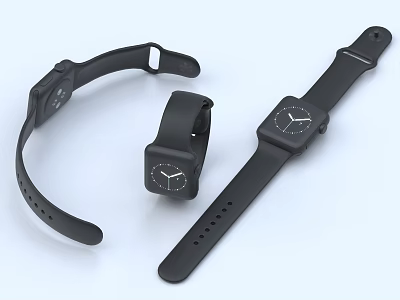 Sleek Black Watches With Various Styles And Minimalist Dials On White Background 3d model