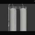 Two White Transparent Cylindrical Containers With Metal Connecting Tube And Base As Laboratory Apparatus