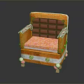 Candy Themed Orange Chair With Chocolate Block Backrest Striped Armrests And Donut Decorations