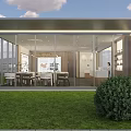 Sleek Modern Real Estate Sales Office With Glass Facade And Professional Property Display Area