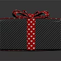 Black Striped Gift Box With Red Polka Dot Bow And Ribbon For Daily Use