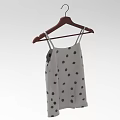 Light Gray Camisole With Black Polka Dots Hanging On Wooden Hanger