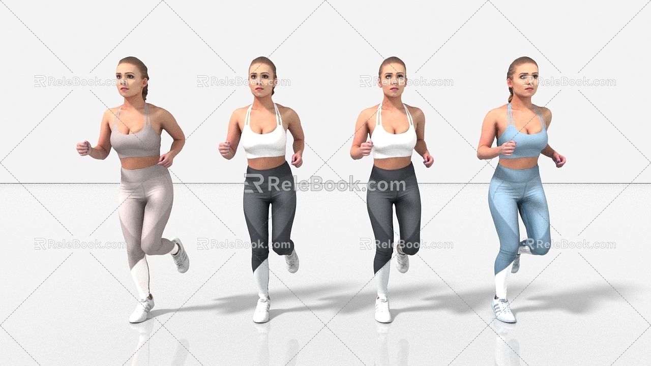 Running fitness exercise 3d model