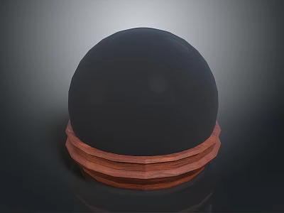 Modern Black Spherical Decorative Accessory With Wooden Base For Home Interior 3d model