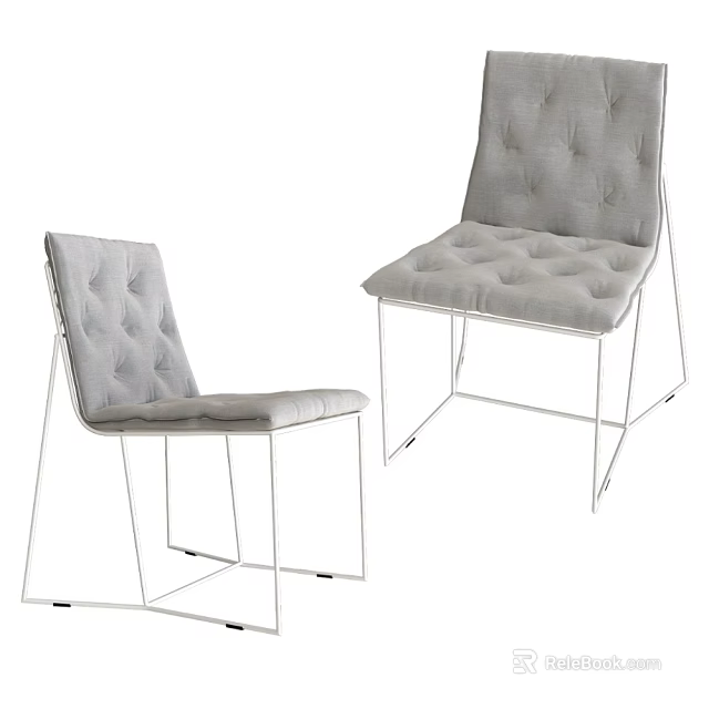 Modern Accent Chairs With Gray Padded Seats And Sleek Metal Frames 3d model 
