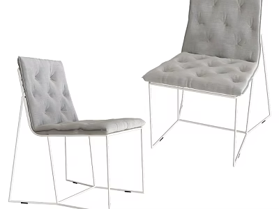 Modern Accent Chairs With Gray Padded Seats And Sleek Metal Frames 3d model