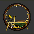 Vintage Motorcycle Featuring Large Red Black Wheel And Green Gold Body Design